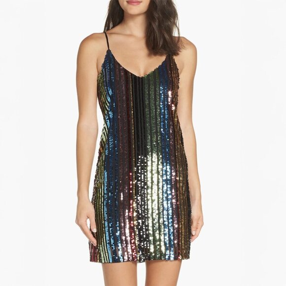 Forest Lily Dresses & Skirts - Forest Lily Sequin Stripe Slip Dress in Multi Size M